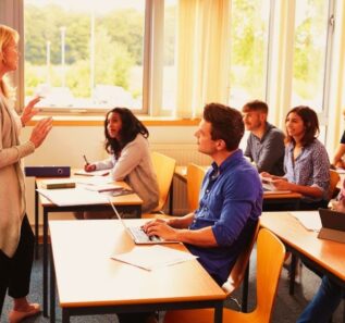 Female Tutor Teaching Class Of Mature Students