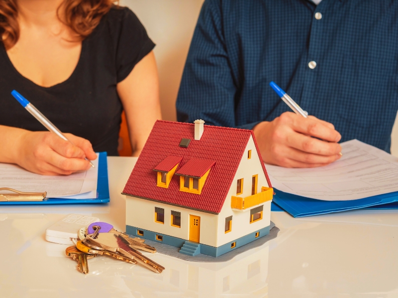 Divorce and dividing a property concept