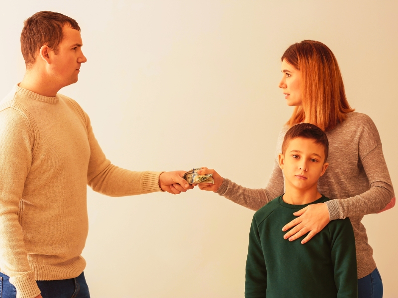 Man giving alimony to his ex-family