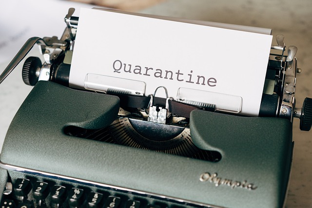 Quarantine typed from typewriter