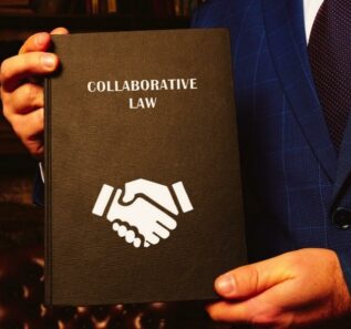 COLLABORATIVE LAW inscription on the sheet. Collaborative law, also known as collaborative practice, divorce or family law, is a legal process enabling couples