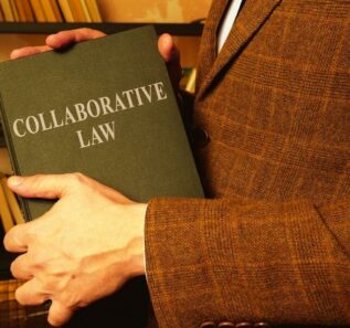 Collaborative law is in the hands of a lawyer in a jacket.