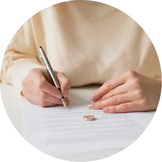 client signing divorce forms