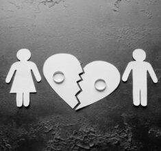 paper family near a broken heart a divorce
