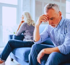 Handsome old man and attractive old woman are having relationship problems. Dividing Retirement Accounts