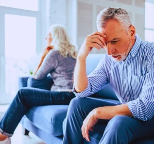 Handsome old man and attractive old woman are having relationship problems. Dividing Retirement Accounts