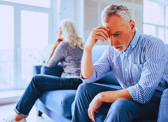 Handsome old man and attractive old woman are having relationship problems. Dividing Retirement Accounts