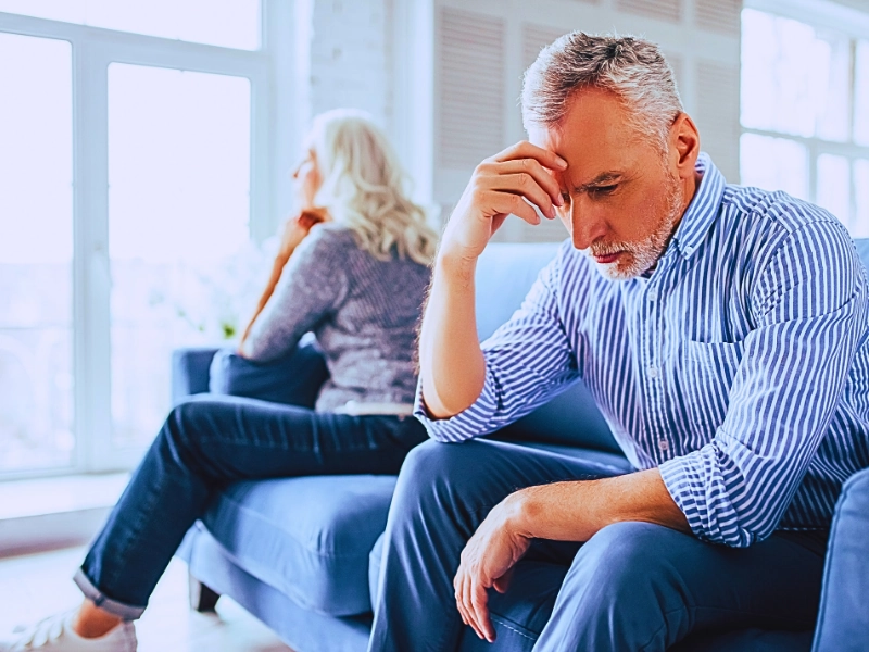 Handsome old man and attractive old woman are having relationship problems. Dividing Retirement Accounts
